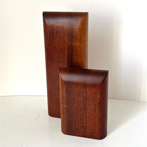 Vintage Other - MCM Shakers Salt Pepper Mid Century Modern Wood Sculpture Minimalist Geo Block
